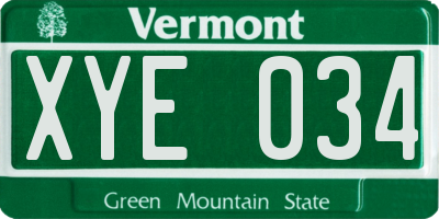 VT license plate XYE034