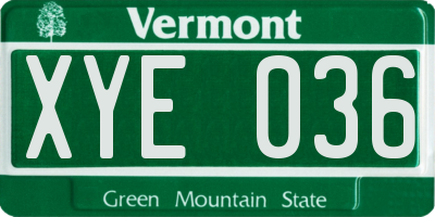 VT license plate XYE036