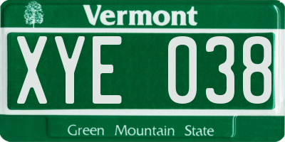VT license plate XYE038
