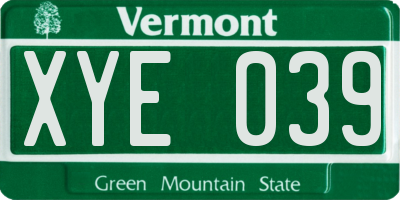 VT license plate XYE039