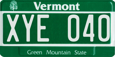 VT license plate XYE040
