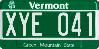 VT license plate XYE041
