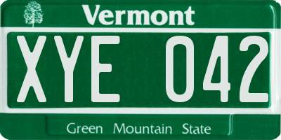 VT license plate XYE042