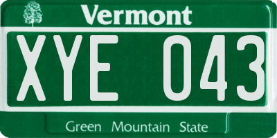 VT license plate XYE043