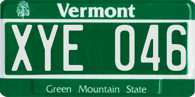 VT license plate XYE046