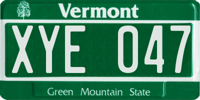 VT license plate XYE047