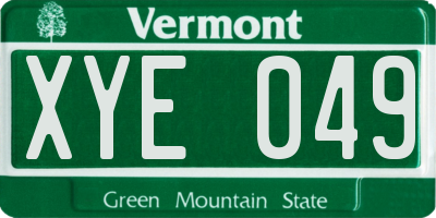 VT license plate XYE049