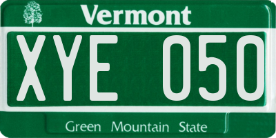 VT license plate XYE050