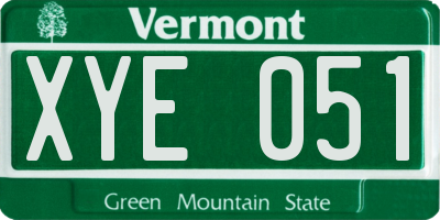 VT license plate XYE051