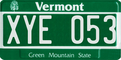 VT license plate XYE053