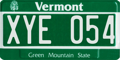 VT license plate XYE054