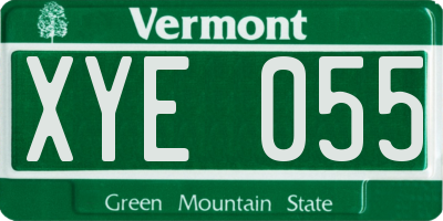 VT license plate XYE055