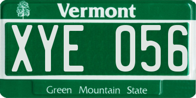 VT license plate XYE056
