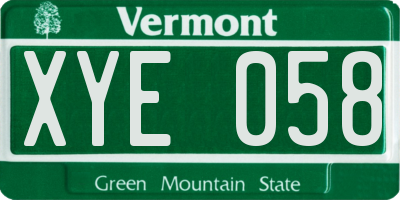 VT license plate XYE058