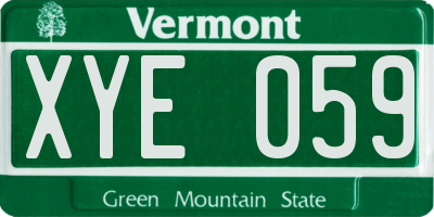 VT license plate XYE059