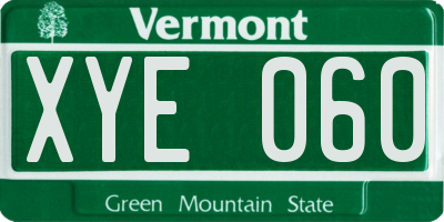 VT license plate XYE060