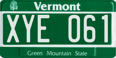 VT license plate XYE061