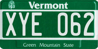 VT license plate XYE062