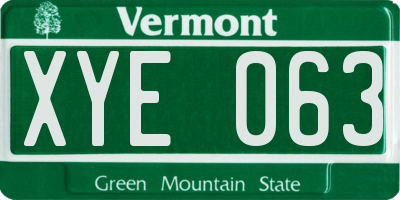 VT license plate XYE063