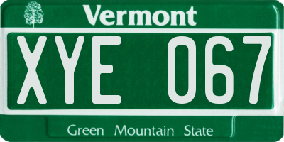 VT license plate XYE067
