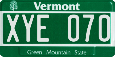VT license plate XYE070
