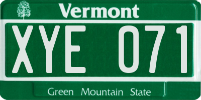 VT license plate XYE071