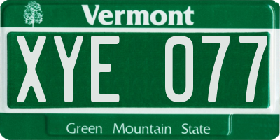 VT license plate XYE077