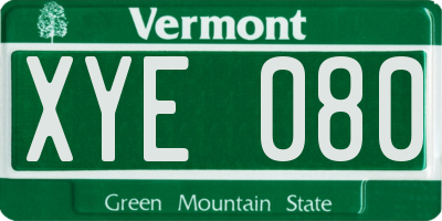VT license plate XYE080