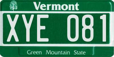 VT license plate XYE081