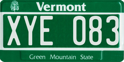 VT license plate XYE083