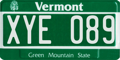 VT license plate XYE089