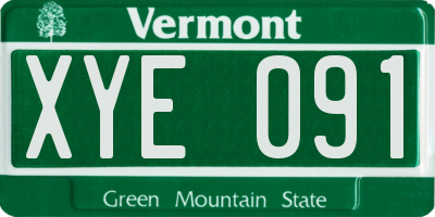 VT license plate XYE091