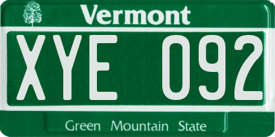 VT license plate XYE092