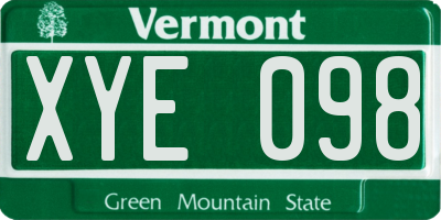 VT license plate XYE098