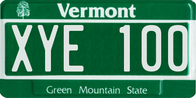 VT license plate XYE100