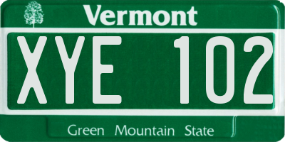 VT license plate XYE102