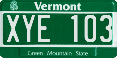 VT license plate XYE103