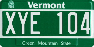VT license plate XYE104