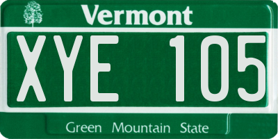 VT license plate XYE105