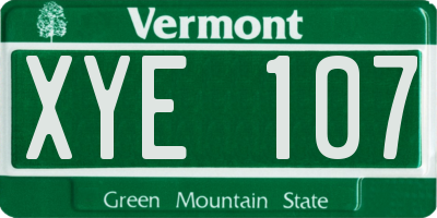 VT license plate XYE107