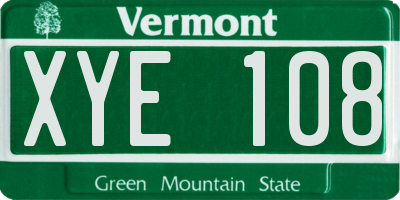 VT license plate XYE108