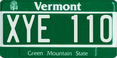 VT license plate XYE110