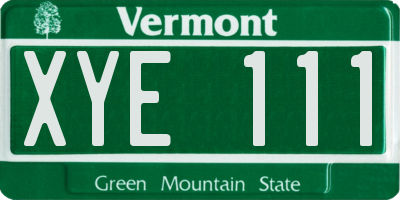VT license plate XYE111