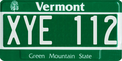 VT license plate XYE112