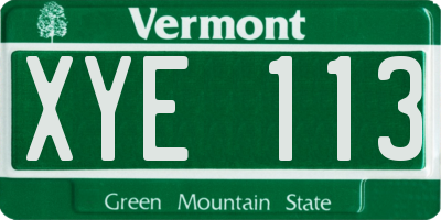 VT license plate XYE113
