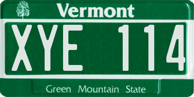 VT license plate XYE114