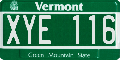 VT license plate XYE116