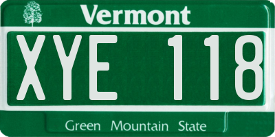 VT license plate XYE118