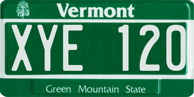 VT license plate XYE120