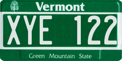 VT license plate XYE122